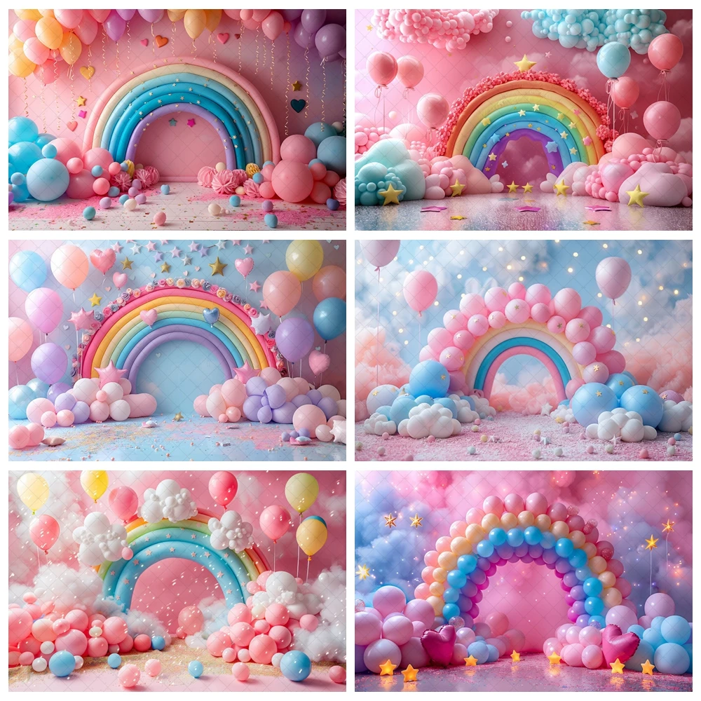 

Rainbow Cloud Sky Photography Background For Photo Studio Dream Family Party Girl Children Birthday Party Photo Portrait Banner