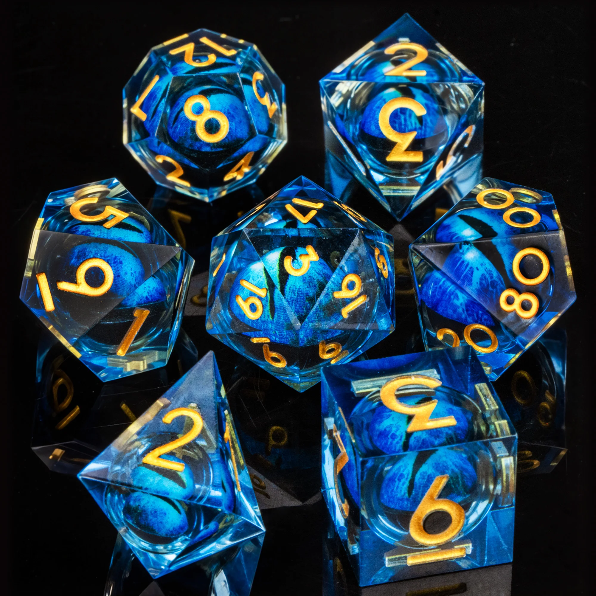 

Sharp Edge Resin Dice, Dragon Eye Liquid Core Dice, DnD Dice Set