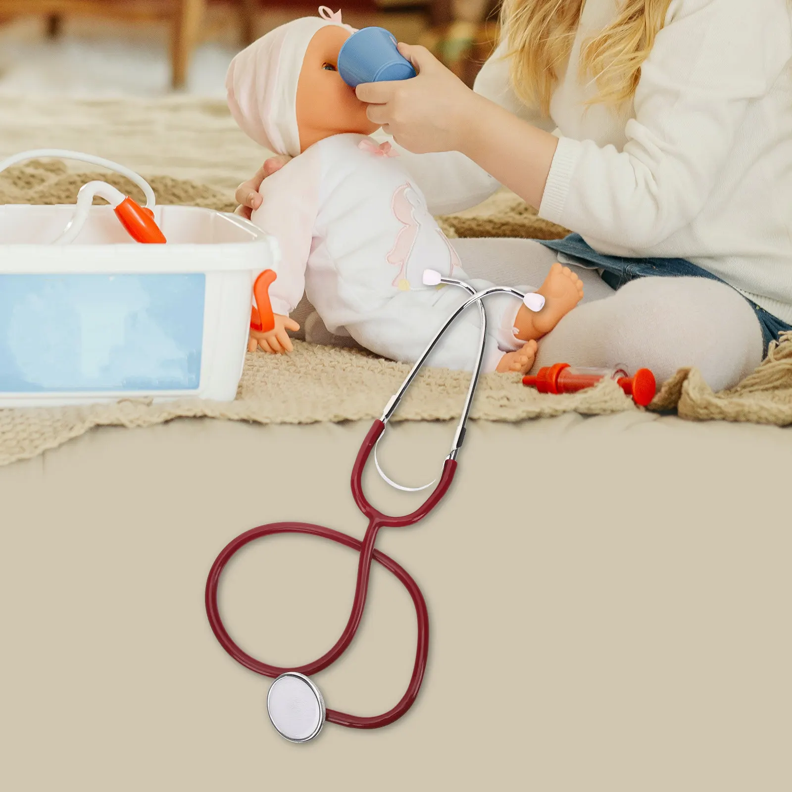 Kids Pediatric Stethoscope Plastic Stainless Steel Role Play Educational Equipment for Creativity Development and Cosplay