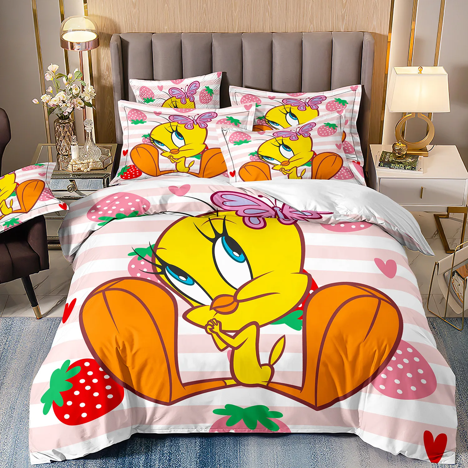 3D Printed Tweetys Bird Bedding Set Cartoon T-Tweetys Bird Duvet Cover Pillowcase Boys Girls Twin Queen King Size Quilt Cover