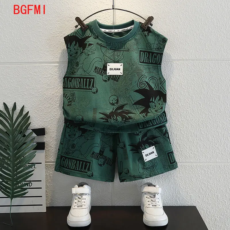 Summer Outfits for Baby Boy 1 To 11 Years Old Cartoon Vest Printing T-shirts Tops and Shorts 2PCS Boutique Infant Clothing Sets