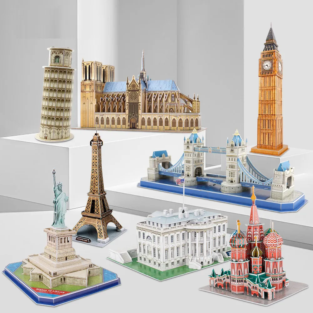 

3D Puzzles St. Basil's Cathedral Leaning Tower of Pisa Building Model Kits Notre Dame de Paris Jigsaw Toys Gift for Kid