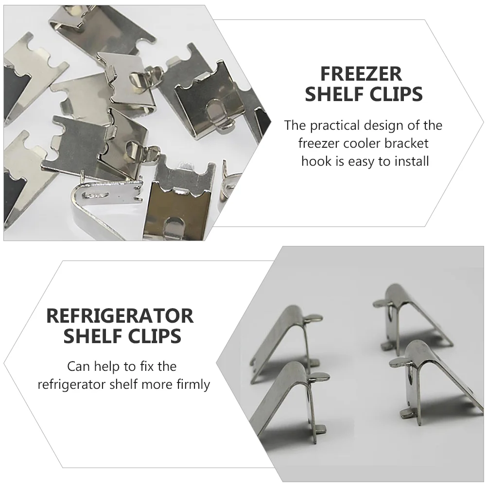 2 Pcs Freezer Shelf Buckle Heave Duty Clip Shelving Fridge Cooler Refrigerator Clips Stainless Steel Metal Clamp Hooks Brace