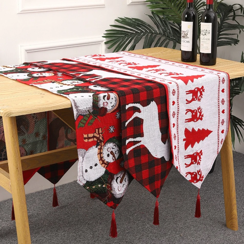 

Christmas Knitted Fabric Table Flag Santa Claus Table Christmas Decorations for Home Xmas Table Flag Navidad New Year Tablecloth