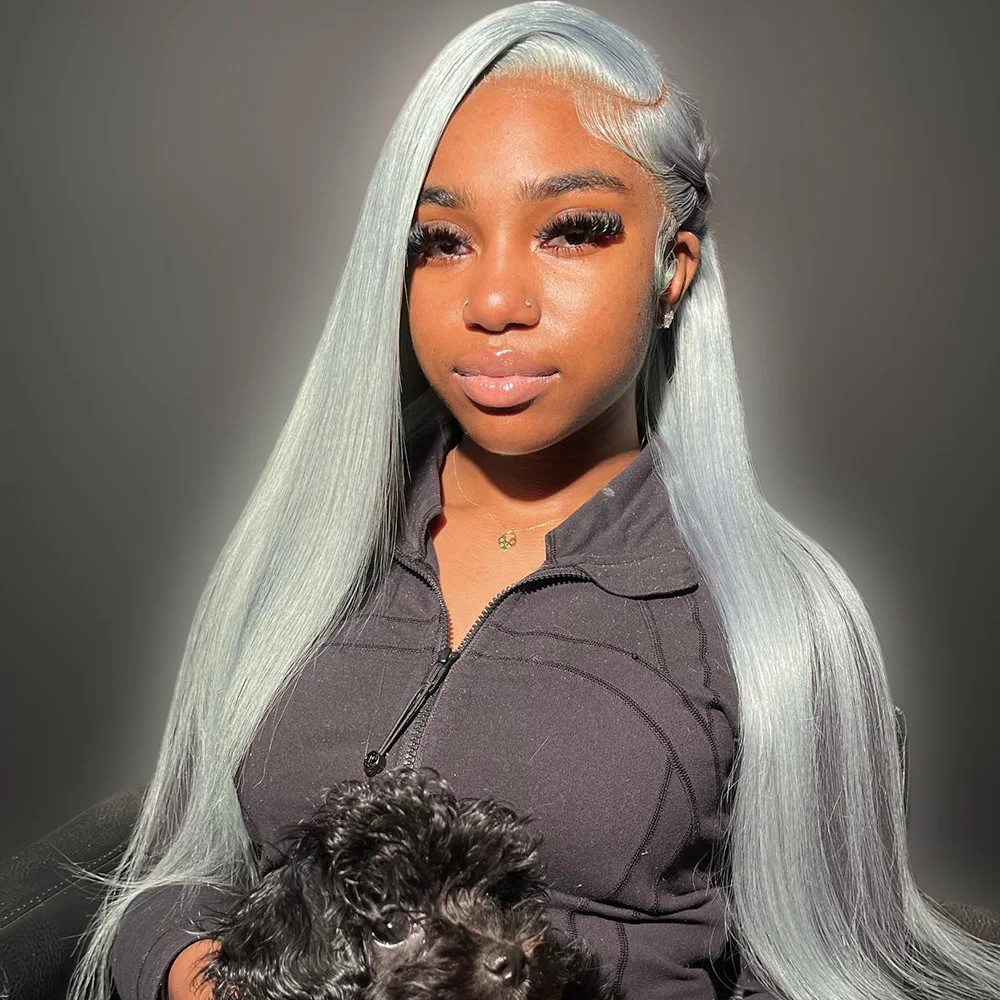 13x6 رمادي خصلات الشعر المستعار الإنسان مستقيم الدانتيل الجبهة الباروكات 100% شعر أشقر ملون الدانتيل الباروكة الأمامية قبل نتف الشظية رمادي الدانتيل الباروكات