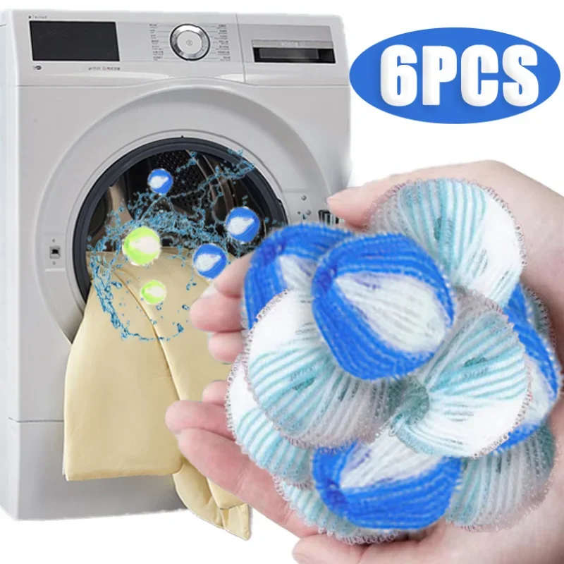 6/1PCS Washing Machine Laundry Balls Reusable Nylon Anti-winding Fluff Cleaning Balls Pet Hair Remover Clothes Household Tools