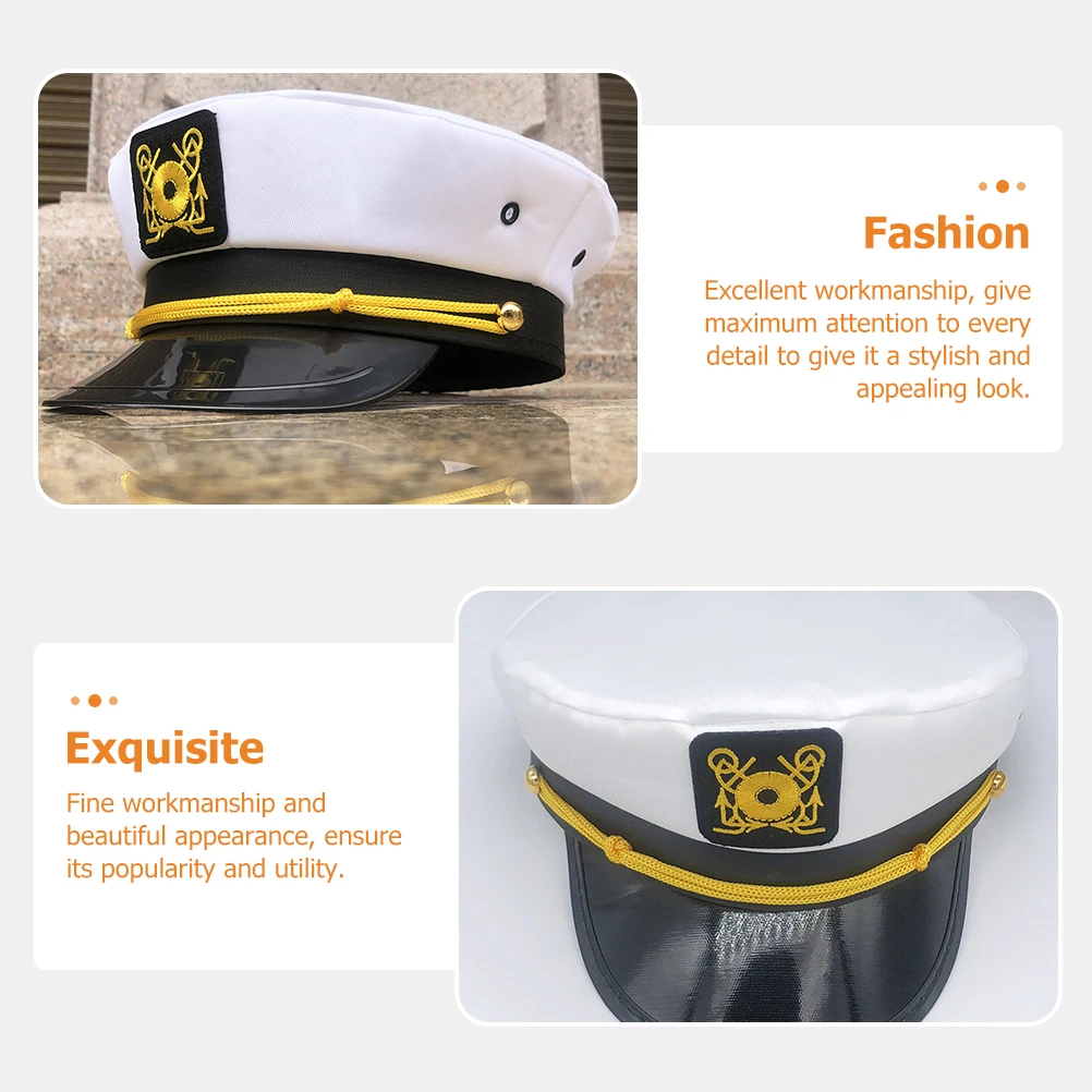 

Sailor Hat Captain Costume Accessories Adult Yacht Hats Captains Pirate Adjustable Captain's
