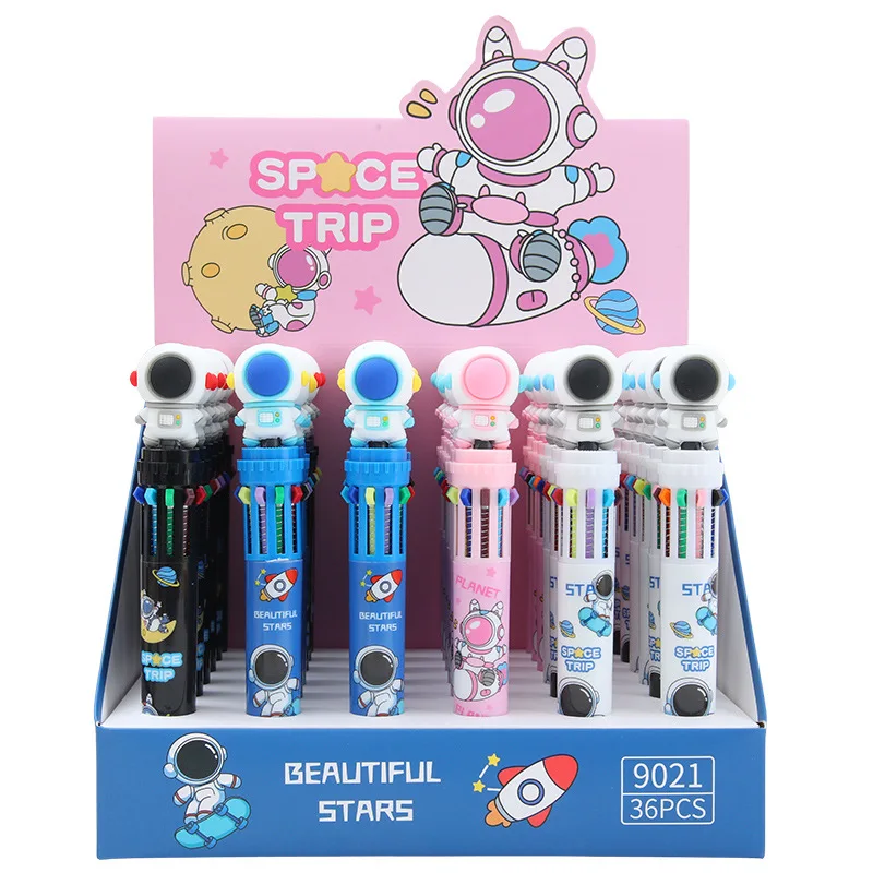 

Cartoon Astronaut 36pcs Boxed Ten-color Ballpoint Pen Creative Student Writing Stationery 0.7mm School Painting Small Gift Award