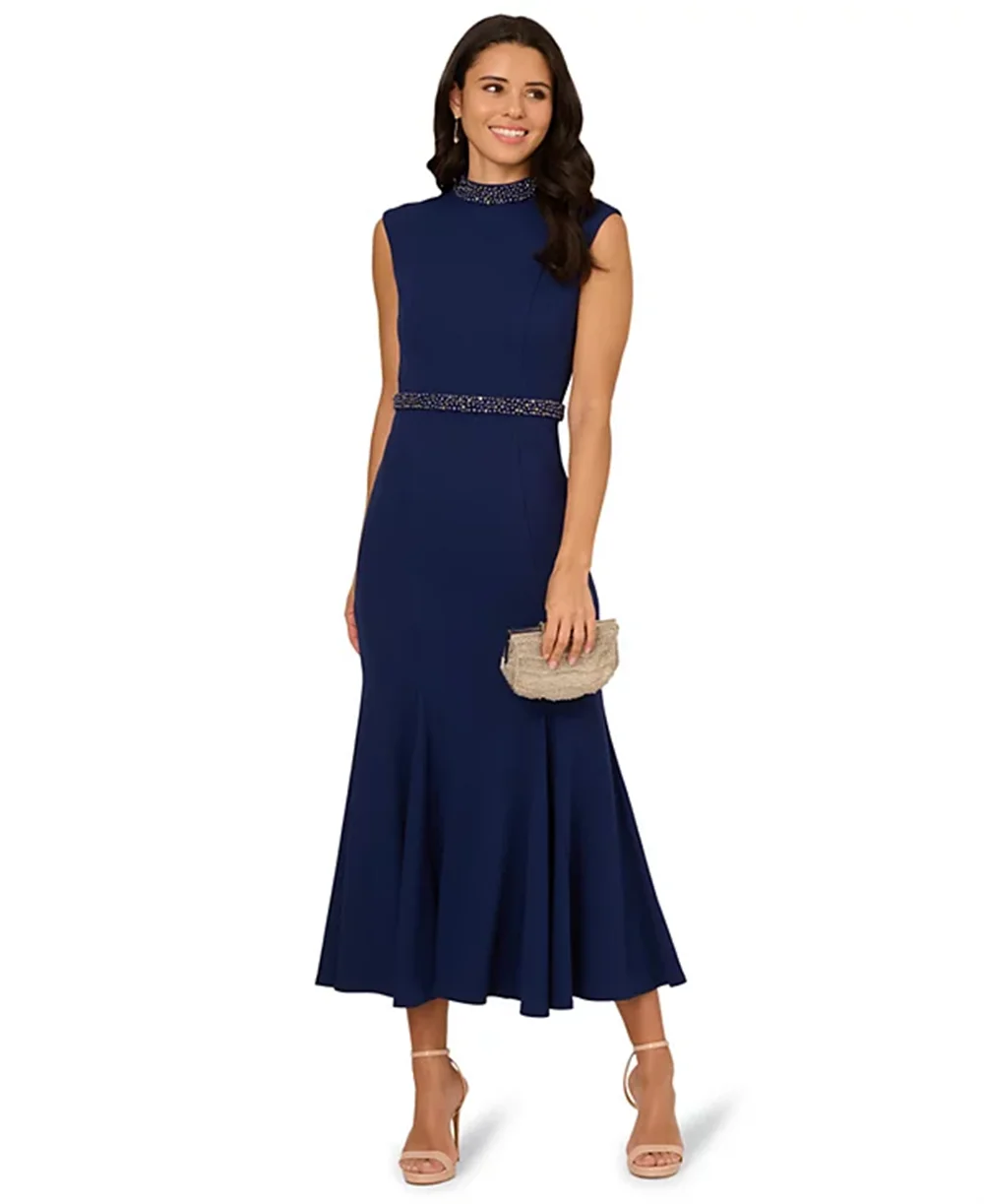 Elegant Mother of the Bride Dress Women Mother Dress Round Neck Sleeveless Mermaid Beaded Wedding Guest Formal Gown Customized