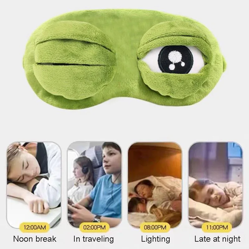 3D Sad Frog Sleep Mask Natural Sleeping Eyeshade Cover Shade Eye Patch Women Men Soft Portable Blindfold Travel for Kid Gift