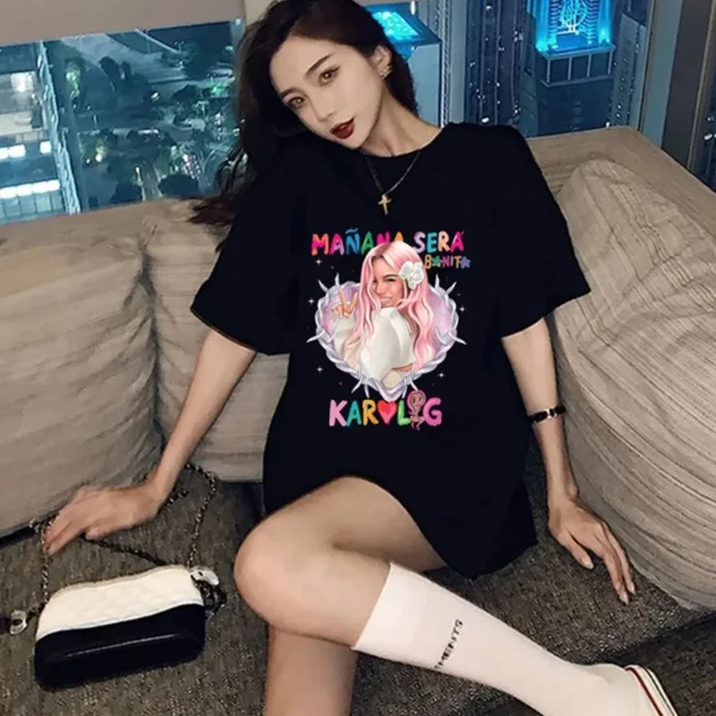 Men Women Casual Kawaii Short Sleeve T-Shirt Y2k  Karol G Manana Sera Bonito Album Fan Gift T-Shirt  Oversized Shirt  Summer Top