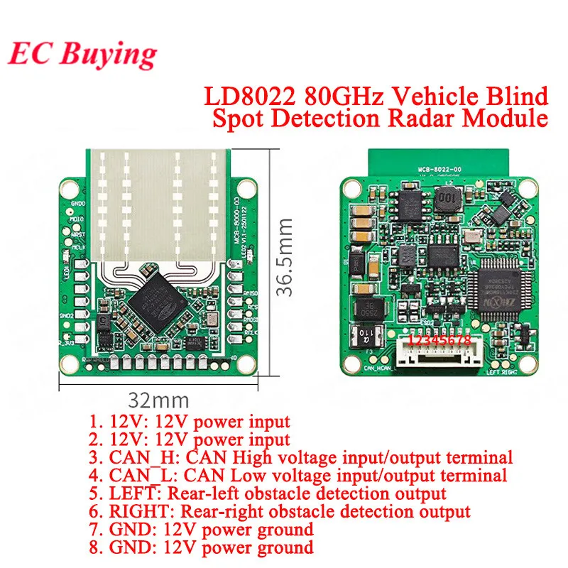 hi-link-hlk-ld8022-80ghz高精度車両用bsd（ブラインドスポット検知）センサー、後方衝突回避レーダーモジュール、自動車用