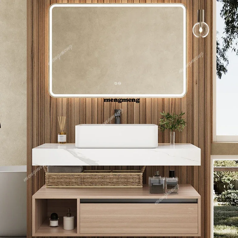 

RR Bathroom Cabinet Ceramic Integrated Basin Light Luxury Washbasin Cabinet Combined Toilet Washbasin Cabinet