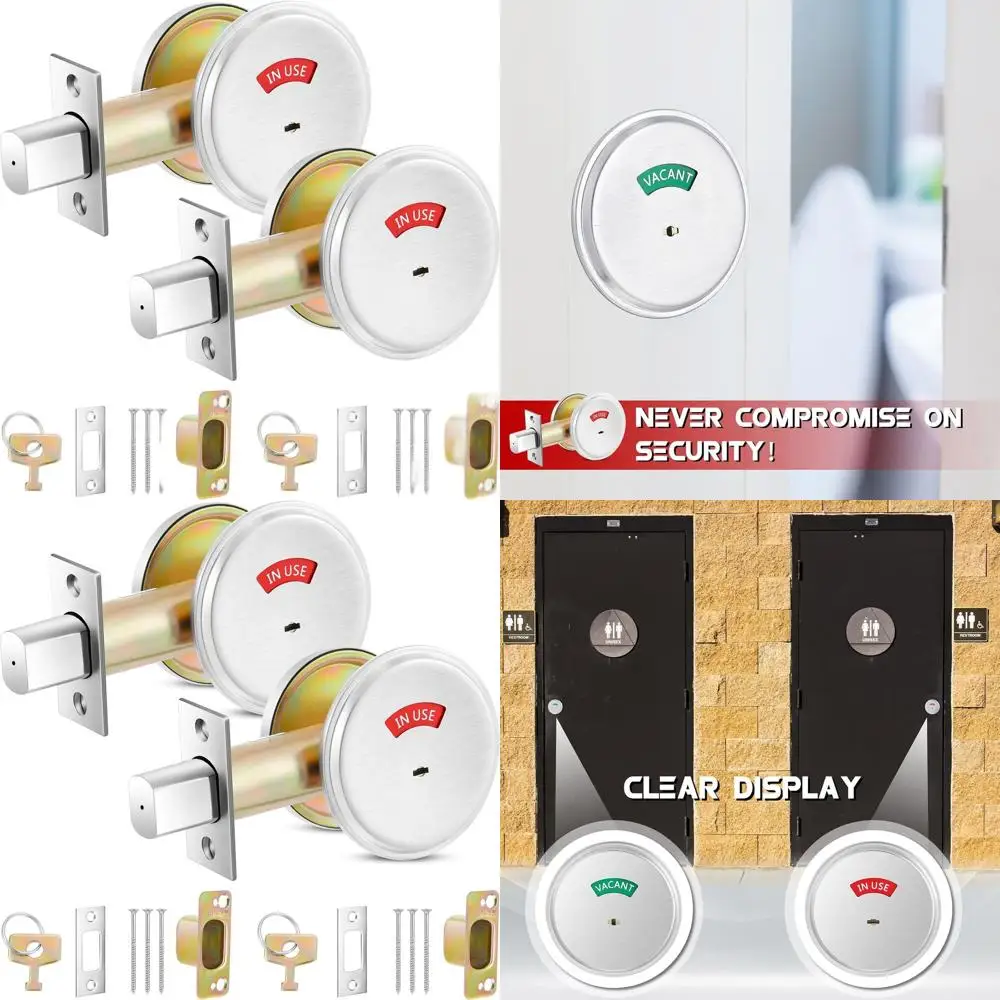 

Double Cylinder Deadbolt with Occupancy Indicator, Suitable for Bathroom, 304 Stainless Steel Lock, Fits Door Thickness 1 3/8 to