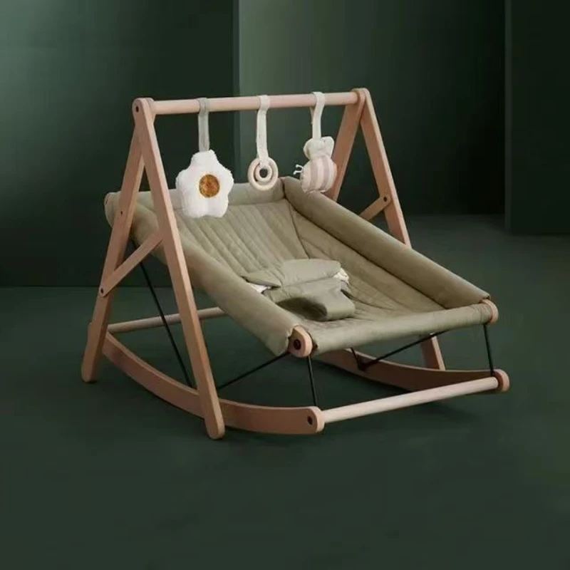 

Baby Wooden Dual-purpose Rocking Chair Baby Rocking Chair Sleeping Soothing Lying Chair Children's Wooden Shaker