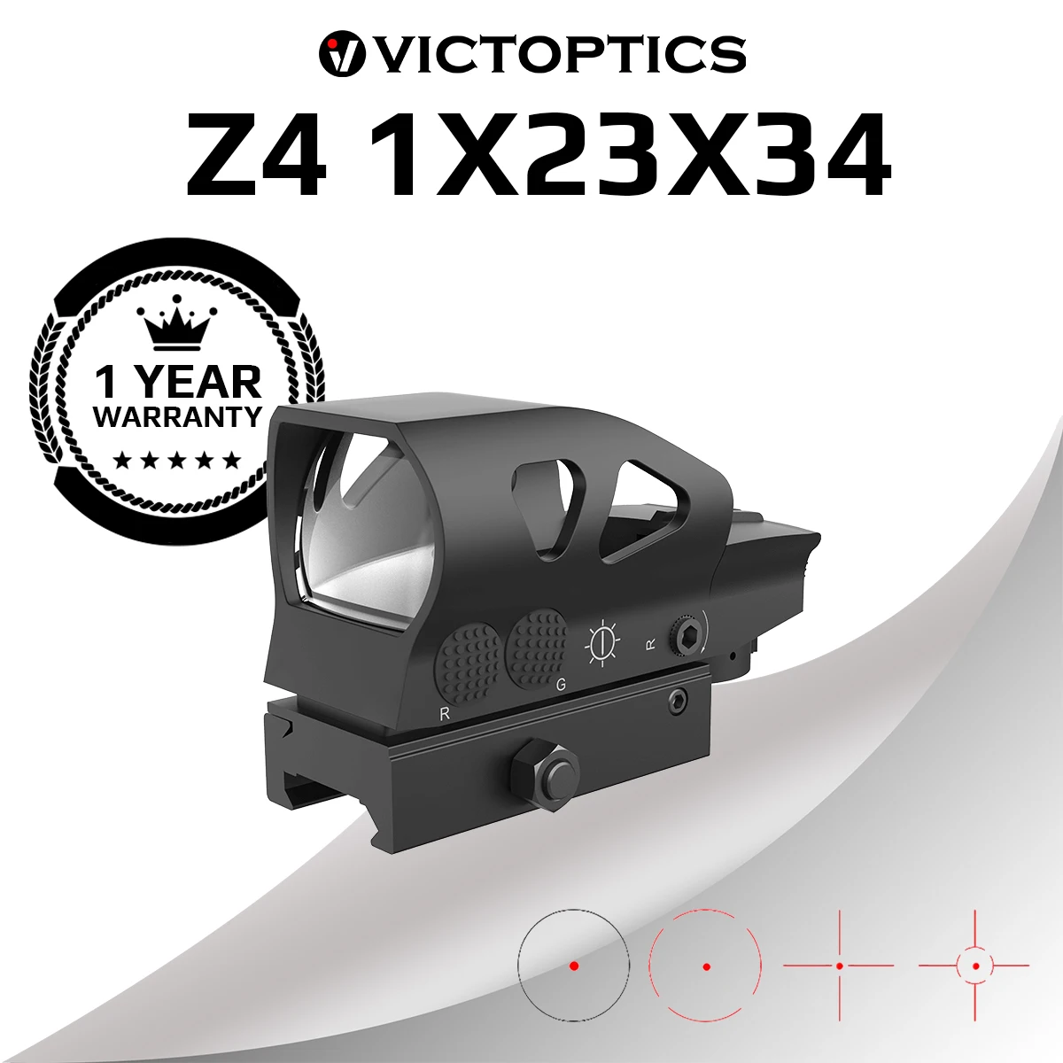 

VictOptics Z4 1x23x34 Red Dot Sight Compact Size With Four Kinds of Reticles Design for Real Fire Caliber