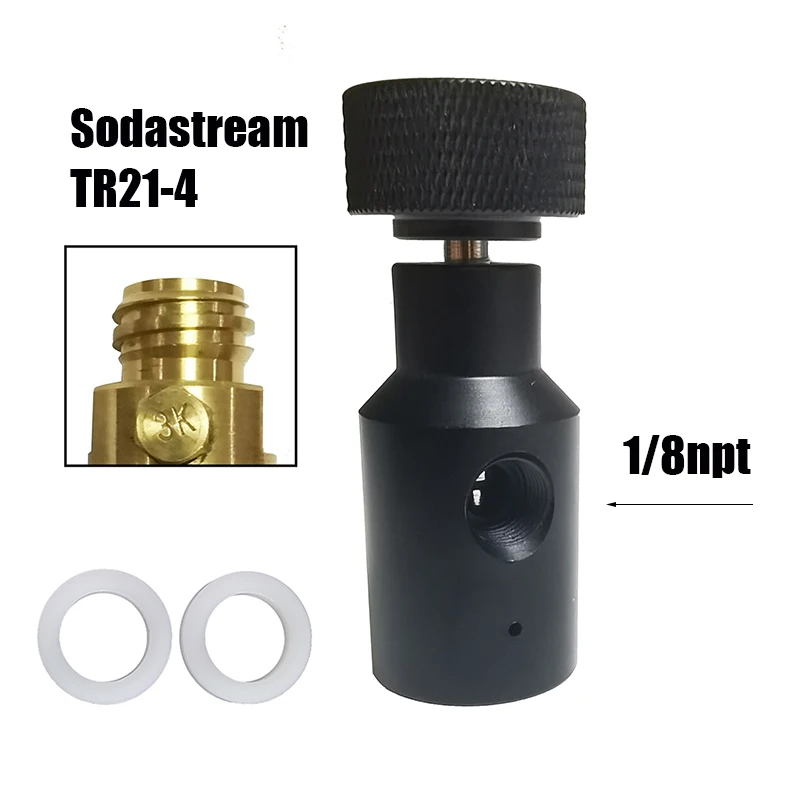 Soda Water CO2 Cylinder Tank Bottle UFA Universal Fill Adapter Quick Charging HPA Adapter On/Off With Vent Bleed Valve