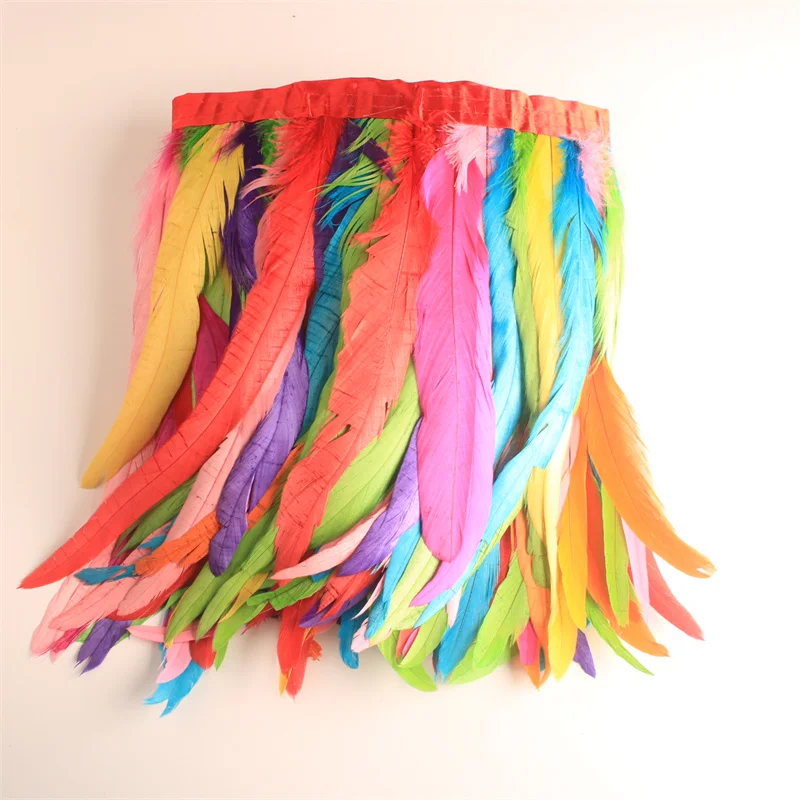 Galo Tail Feather Trims para Bordados, Artesanato DIY, Franjas para Roupas, Acessórios de Carnaval, 25-30cm, 10 Jarda por Lote