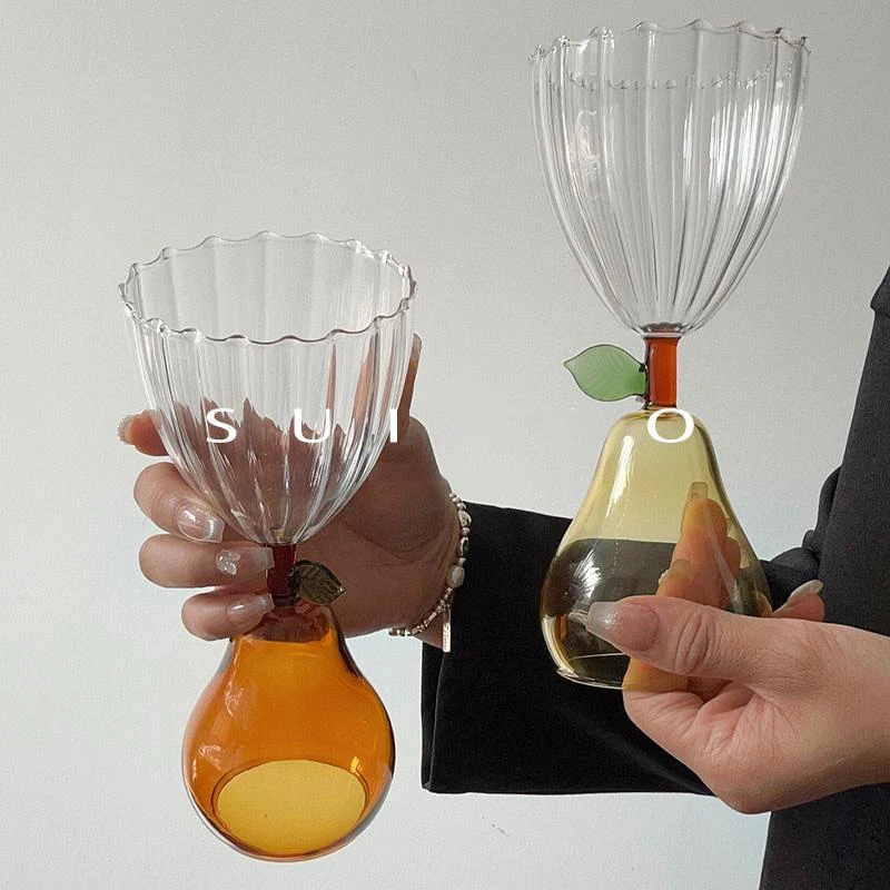 Nordic Colored Fun Fruit Shape Cup Juice Cocktail Glasses Dual-purpose High-temperature Resistant Creative Cups