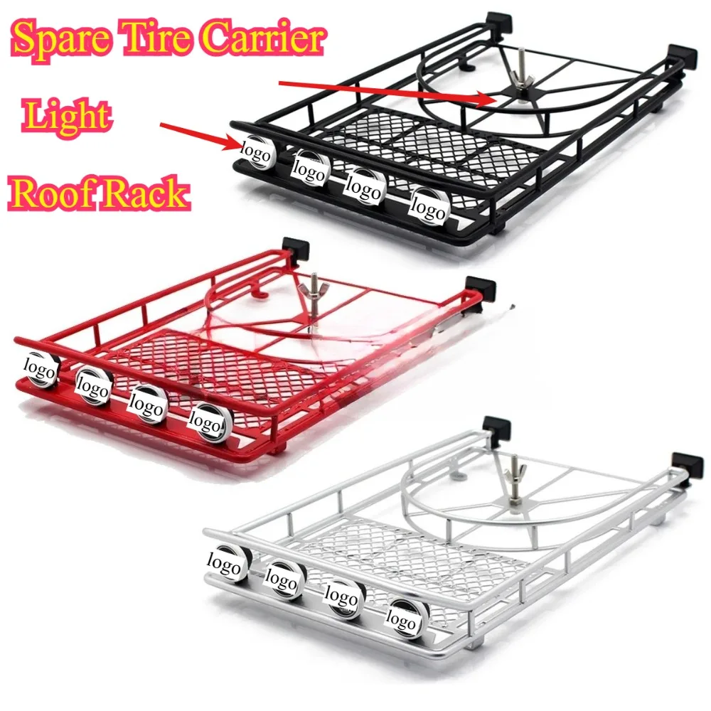 RC Crawler Simulated Roof Rack Light Spare Tire Carrier For SCX10 90046 D90 1/10 Scale customizable size Upgrade Accessories