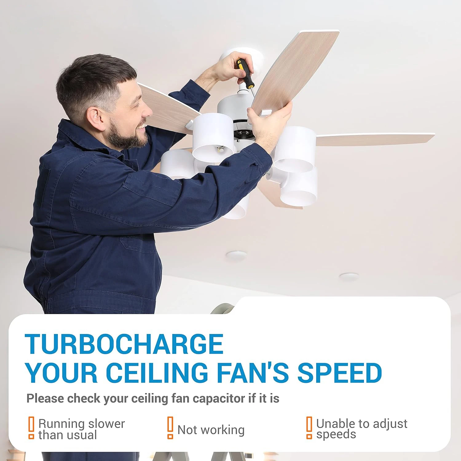 2 pz CBB61 4.5μF/4.5uF 450 V Condensatore per Ventilatore da Soffitto a 2 Fili Pellicola in Polipropilene Metallizzato per Generatore di Motore della Pompa del Ventilatore Elettrico