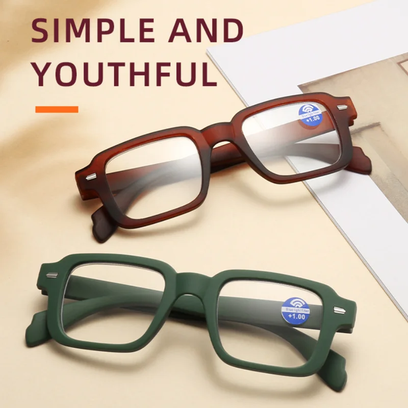 

Vintage Small Rectangle Anti Blue Light Women Reading Glasses Designer Fashion Man Clear Glasses Square Hyperopia +1.0 to +4.0