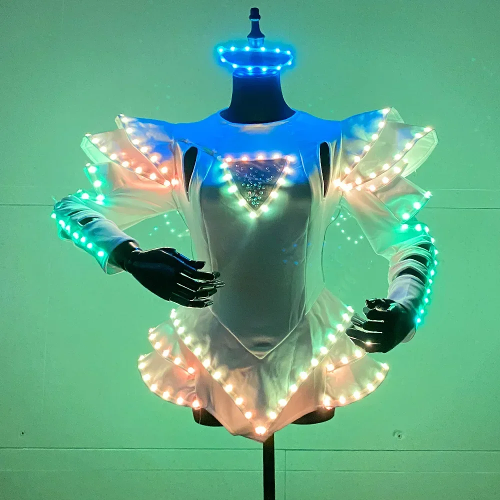 LED Costume Sexy tutu LED rechargeable dress Stage dance dress Luminous clothing Halloween wedding party dress