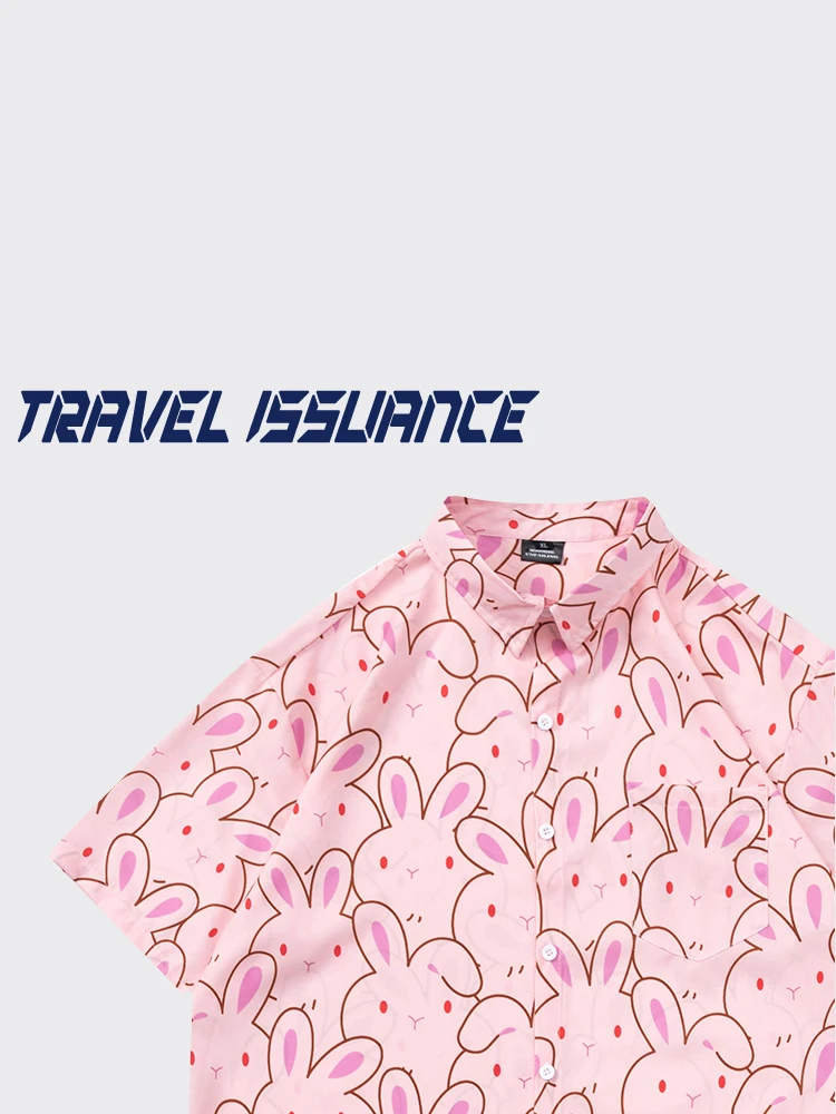 travel-issuance-camisa-de-manga-corta-holgada-con-estampado-de-conejo-ropa-informal-unisex-comoda-transpirable-a-la-moda
