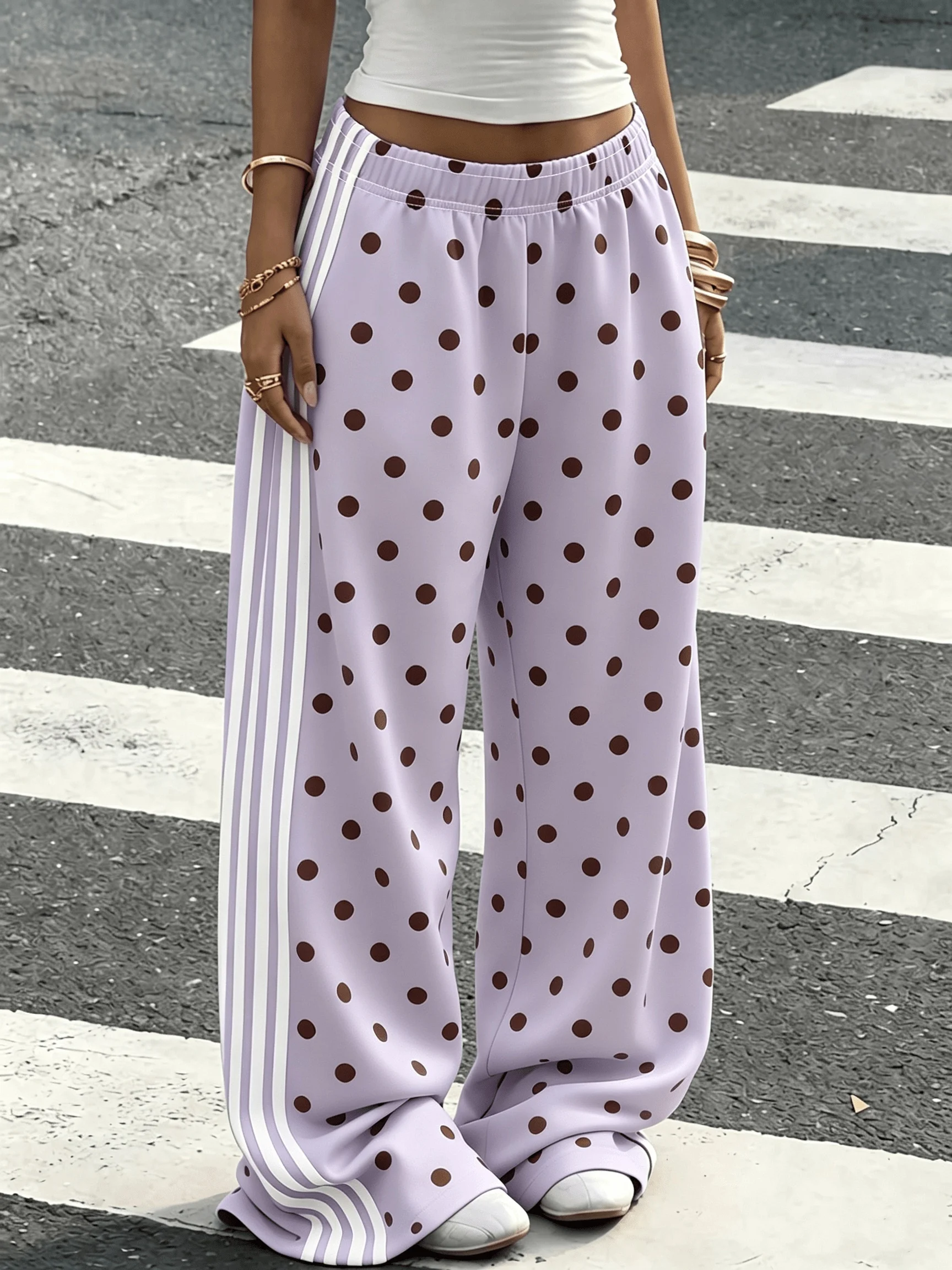 2026 Frühling/Herbst Bestseller Personalisierte Modische Y2k-Hosen Trendige Vintage-Print Lose Damen Polka-Dot Sporthosen – Detail 8