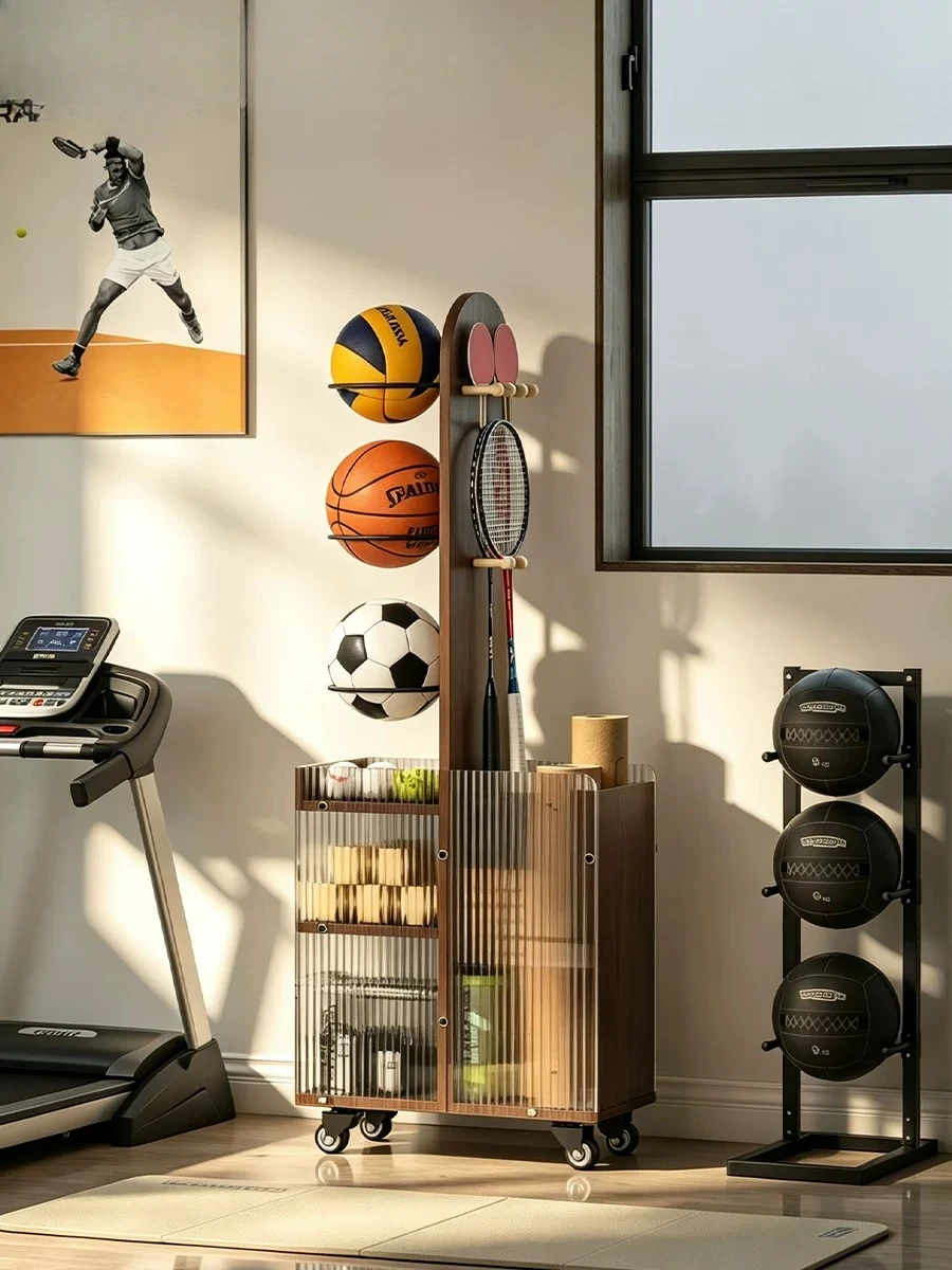 Basketball Storage Rack Basket Ball Storage Artifact Yoga Mat Badminton Racket Basket Household Ball Rack Shelf
