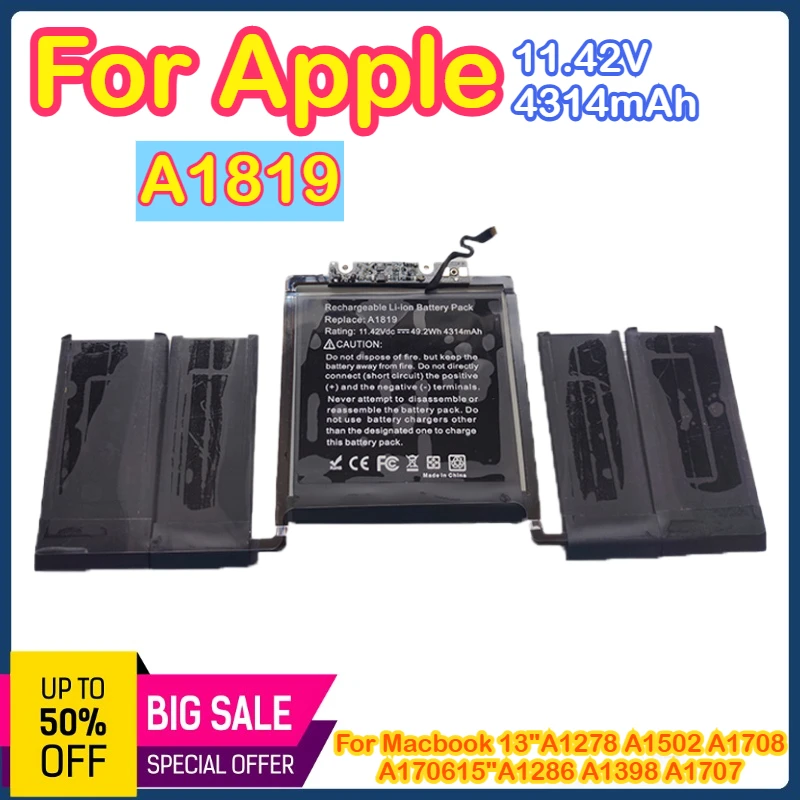 

A1819 For Apple A1819 MacBook Pro A1706 Laptop Battery