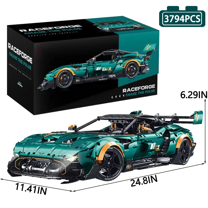 1:8 Technische raceauto bouwset, mechanisch model van een snelle auto, bouwstenen speelgoed voor volwassenen, verjaardagscadeau, MOC.