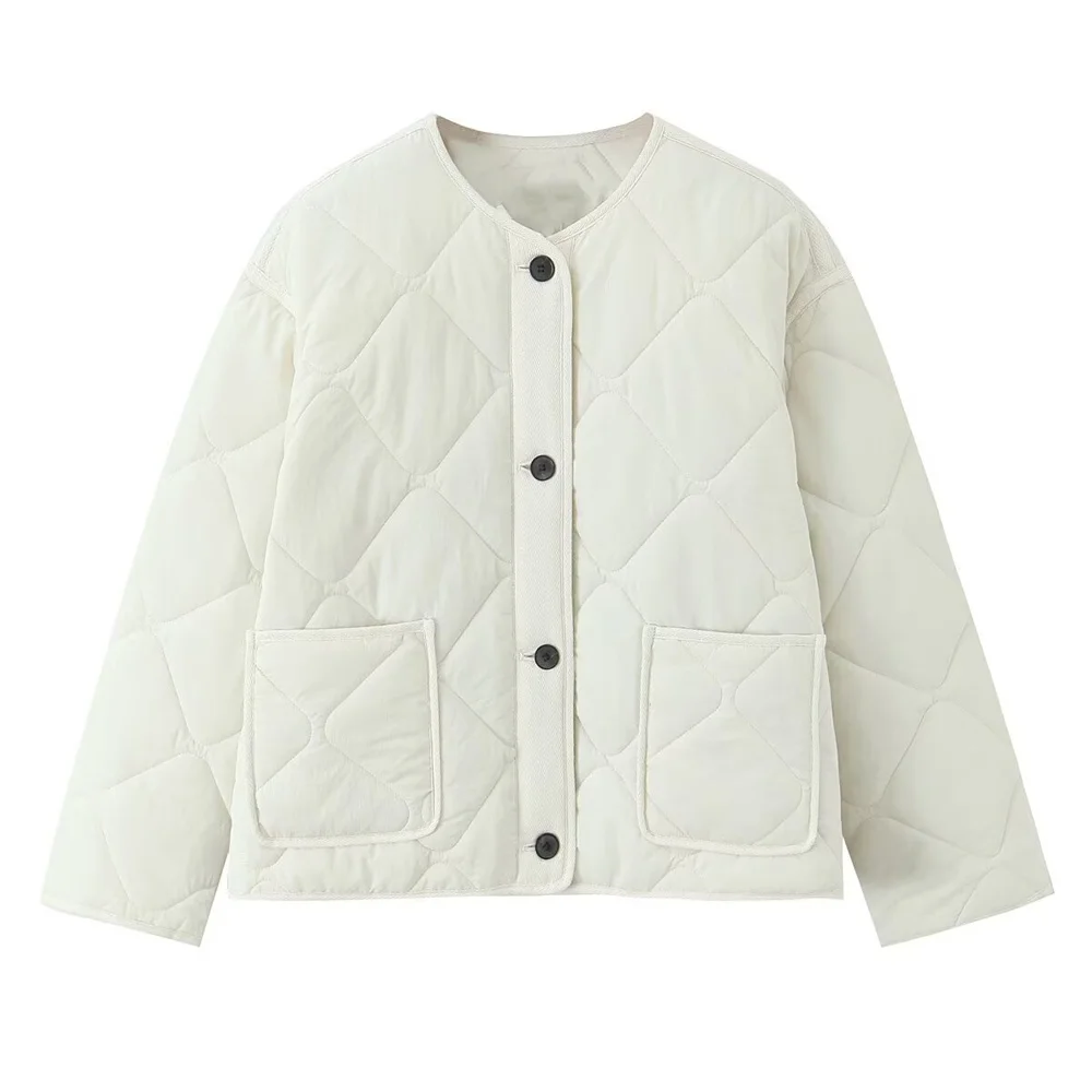 Giacca da giacca in cotone monopetto con decorazione tascabile girocollo allentata casual da donna nuova autunno