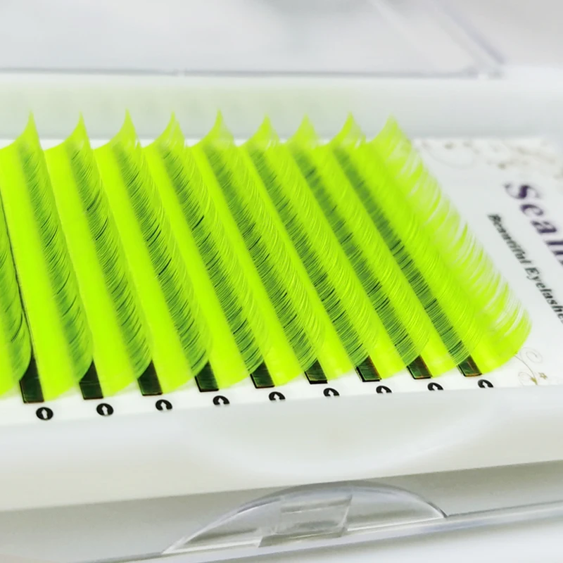 Eyelashes Extension Glow in the UV Neon Dark Lashes Fluorescent Green Blue Pink Yellow Orange Classic Colorful Individual Lashes