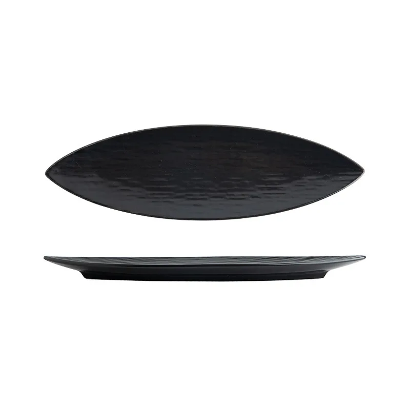 Long Japanese Leaf Plate, Sashimi Snack Sushi Plate, Commercial Ceramic Long Platter, Restaurant and Hotel Cooking Cutlery