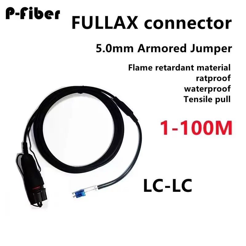 Cable de conexión de fibra 2C Fullax 3-100m conector impermeable LC a SC monomodo blindado 2 núcleos 5,0mm puente de fibra óptica para exteriores 80m