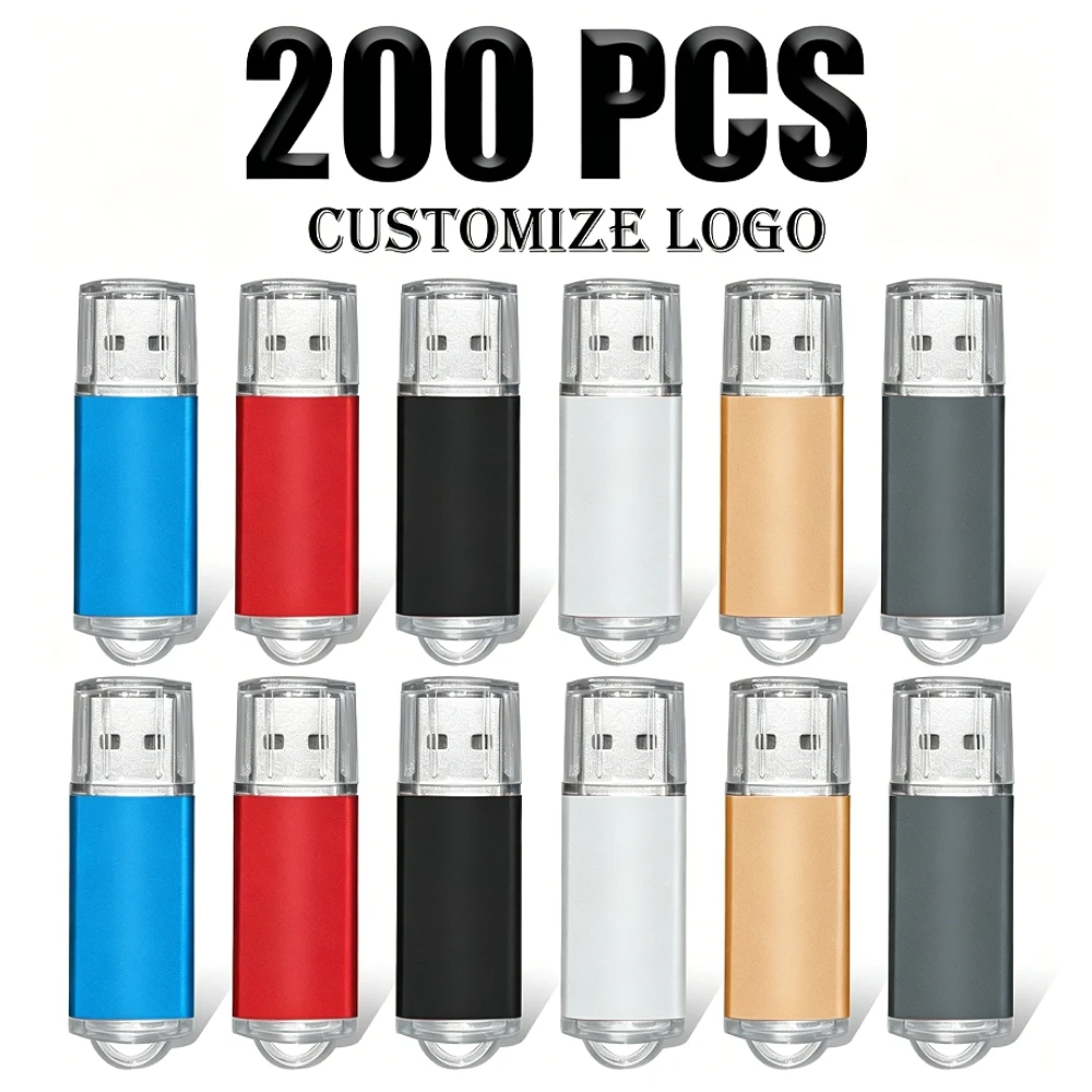 200pcs Wholesale Price Metal Usb 2.0 Flash Drive 4GB 8GB Usb Pendrive 64GB Memory Stick Free Custom Logo  Business Gifts U-disk