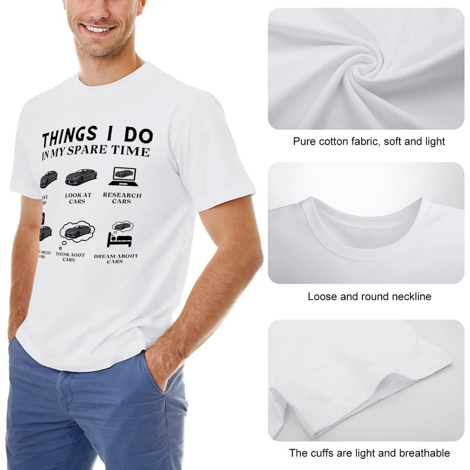 Things I Do In My Spare Time Funny Car Fresh T-shirt Movement Tshirt Graphic Cool Geeky Travel USA Size image 4