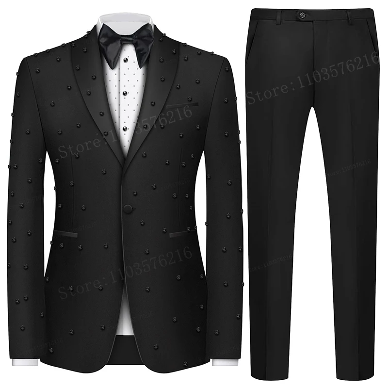 B03 Fashion Crystal Wedding Men\'s Suit Gentleman Tailor-Made Groom 2-Pieces Formal Occasions Singer Party Suits