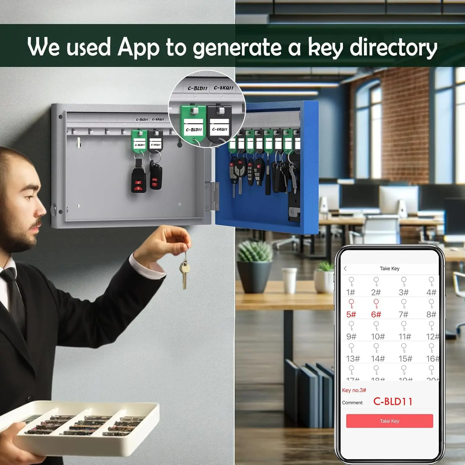 Password Remote Control Key Safe Box Wall Mount with Key Drop Slot Key Storage Box Smart Key Safe OTP/APP Bluetooth/Code Unlock