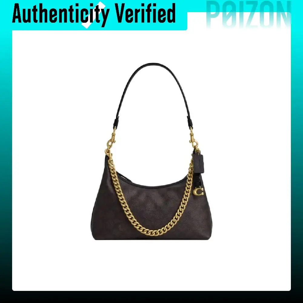 COACH Juliet Recycled Leather Shoulder Bags Large Women's Dark Brown CFQ68-B4YUT