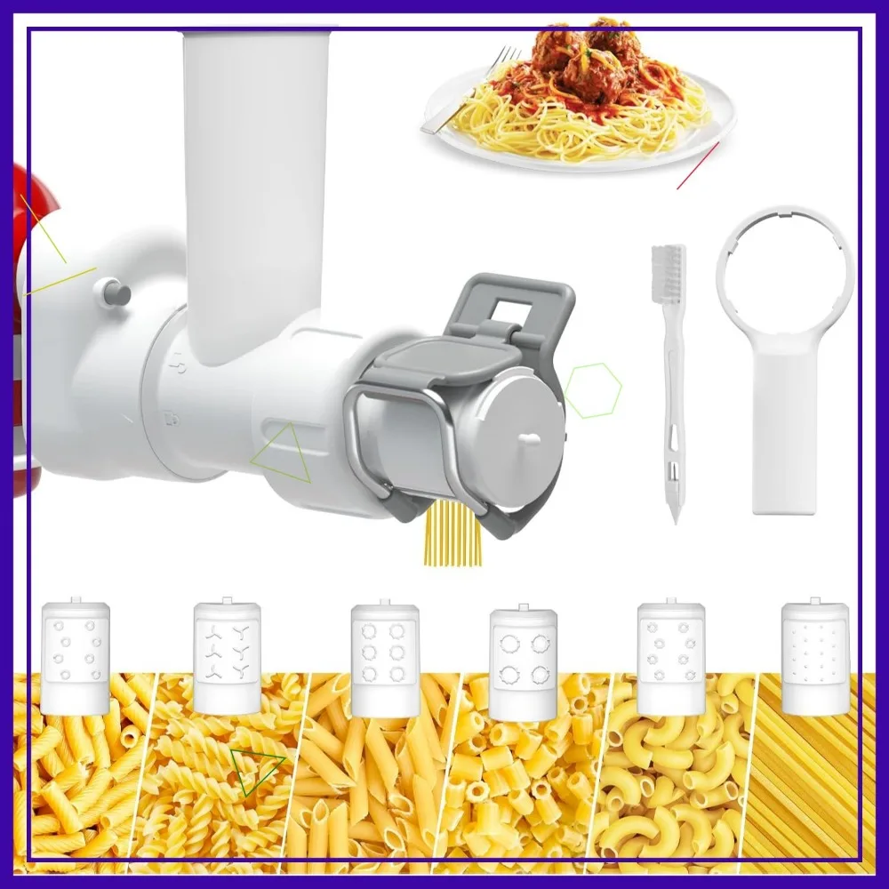 

6-Shape Pasta Maker Attachment for Stand Mixers, Durable and Dishwasher Safe Kitchen Accessory
