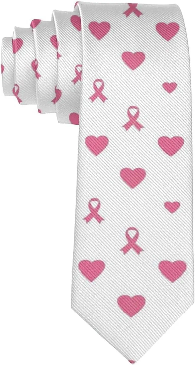 Boys Necktie Shirt Business Daily Wedding Decor Ties Breast Cancer Pink Ribbons Art Awareness Black Necktie