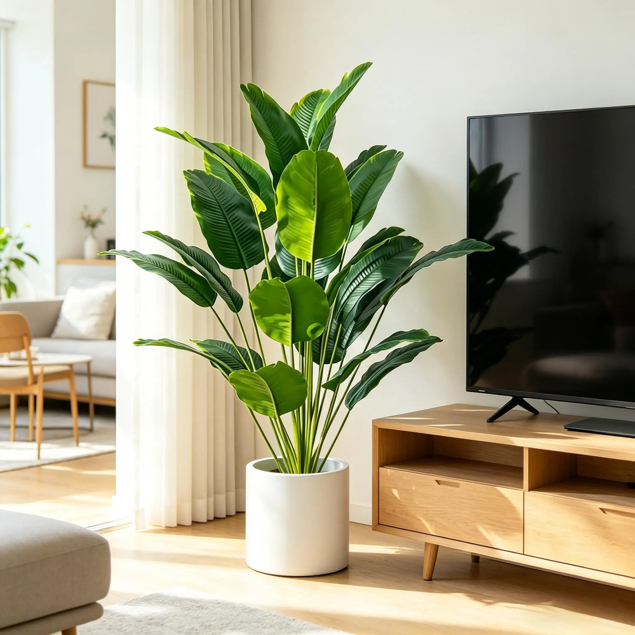 1pc Artificial Plants Large Tropical Palm Tree Fake Banana Plants Leaves Real Touch Plastic Monstera For Home Garden Party Decor