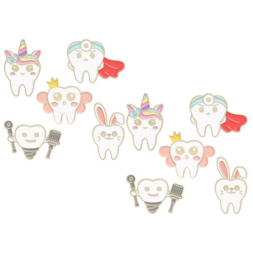 10 Pcs Tooth Brooch Lapel Pin Taste Teeth Zinc Alloy Lovely Women Clothes Backpacks