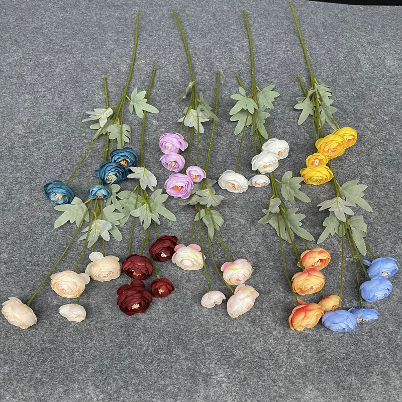 الاصطناعي حوذان الزهور مع ريال اللمس الجذعية فو الفاوانيا الزفاف الديكور المنزلية محاكاة الاصطناعي الزهور #5