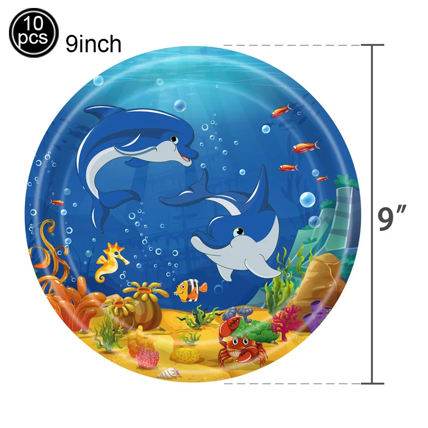 Under the Sea Party Plates Napkins Ocean Party Tableware Sea Animal Theme Dinnerware Baby Shower Party Under the Sea Party Decor