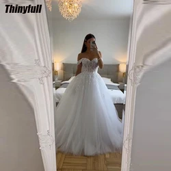Thinyfull-vestidos de novia sin hombros, línea A, escote Corazón, apliques de tul, elegantes, largos, para fiesta de boda, 2024