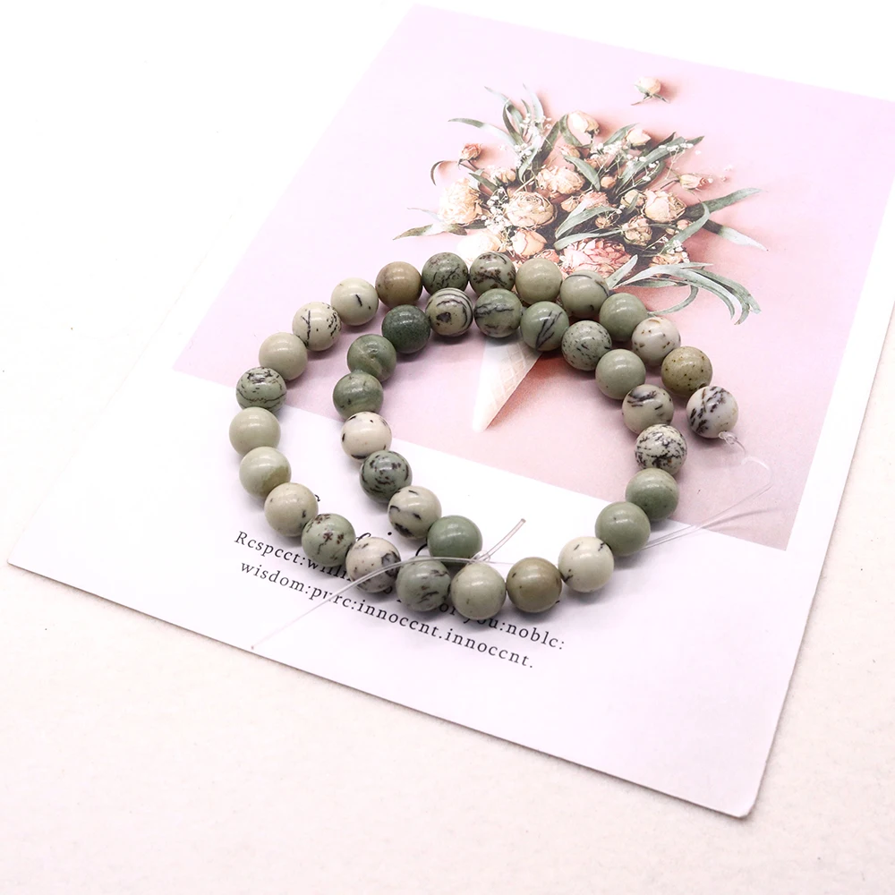 Natural Stones Green Jasper Beads Round Loose Jewelry Beads for Making Bracelets Handmade Needlework DIY Accessories 6/8/10 mm