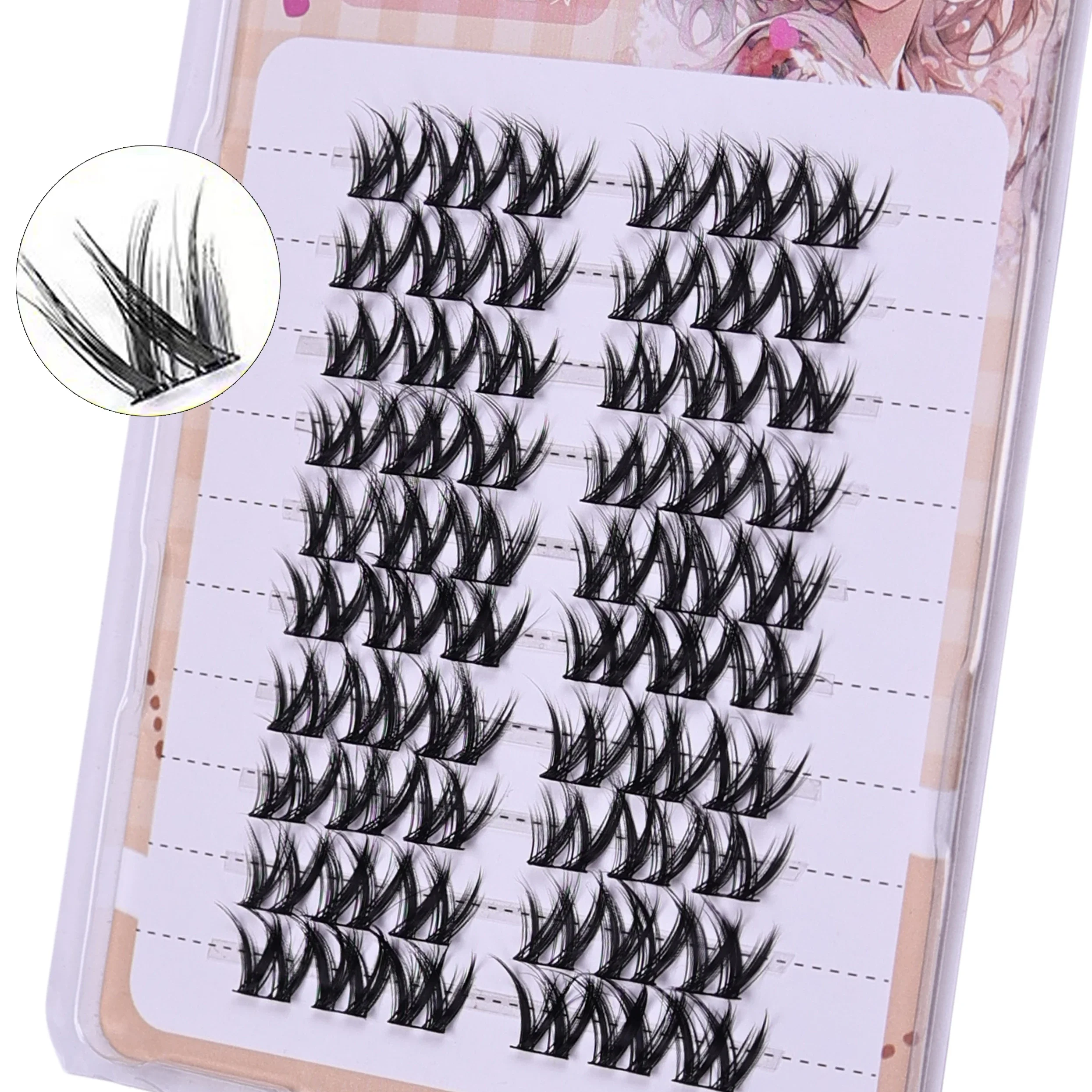Cute W-Curly DIY Eyelashes Set - 10 Rows Sectioned Cluster Lashes (60 Strips/Box), Anime Natural Lashes